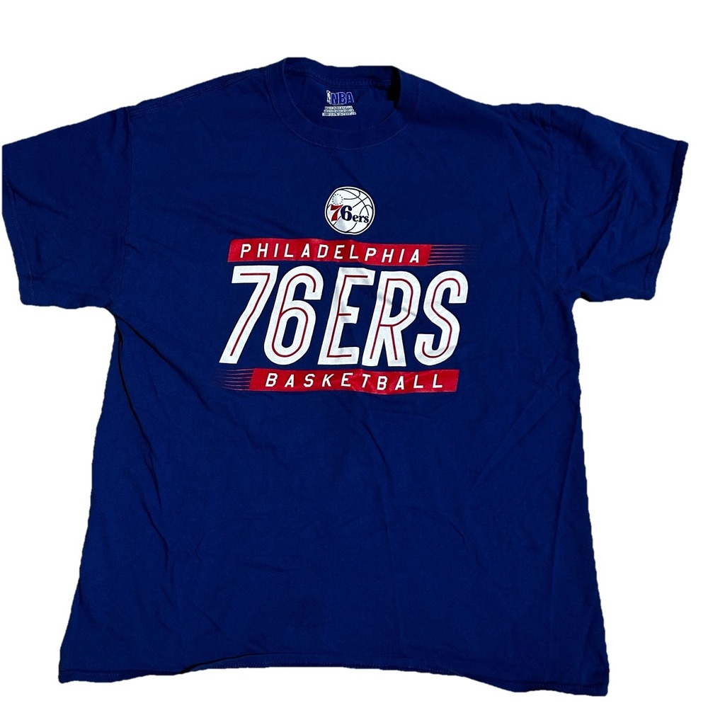 Philadelphia 76ers Sixers NBA T-Shirt Men's Large Blue‎ Tee Philly